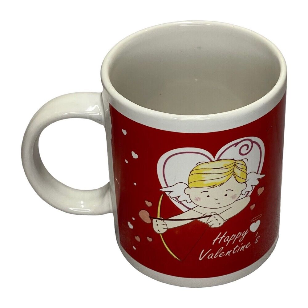 Just For You Coffee Mug Hearts Love Valentine’s Day Red White Cupid - Picture 3 of 6